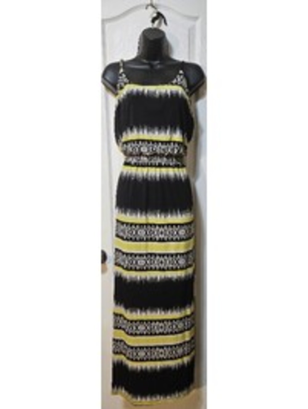 Emma & Michele Midi Dress Large Black Yellow Resort Boho Chic